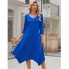 imageZeagoo Midi Women 34 Sleeve Dress Casual Dresses with Pockets 2025 Fall A Line Dress Elegant Formal Modest DressesRoyal Blue
