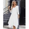 imageZeagoo Midi Women 34 Sleeve Dress Casual Dresses with Pockets 2025 Fall A Line Dress Elegant Formal Modest DressesWhite