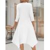imageZeagoo Midi Women 34 Sleeve Dress Casual Dresses with Pockets 2025 Fall A Line Dress Elegant Formal Modest DressesWhite