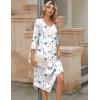 imageZeagoo Midi Women 34 Sleeve Dress Casual Dresses with Pockets 2025 Fall A Line Dress Elegant Formal Modest DressesWhite Blue