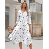 imageZeagoo Midi Women 34 Sleeve Dress Casual Dresses with Pockets 2025 Fall A Line Dress Elegant Formal Modest DressesWhite Blue