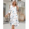 imageZeagoo Midi Women 34 Sleeve Dress Casual Dresses with Pockets 2025 Fall A Line Dress Elegant Formal Modest DressesWhite Blue