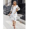 imageZeagoo Midi Women 34 Sleeve Dress Casual Dresses with Pockets 2025 Fall A Line Dress Elegant Formal Modest DressesWhite Blue