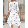 imageZeagoo Midi Women 34 Sleeve Dress Casual Dresses with Pockets 2025 Fall A Line Dress Elegant Formal Modest DressesWhite Blue