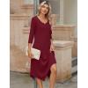 imageZeagoo Midi Women 34 Sleeve Dress Casual Dresses with Pockets 2025 Fall A Line Dress Elegant Formal Modest DressesWine Red