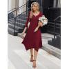 imageZeagoo Midi Women 34 Sleeve Dress Casual Dresses with Pockets 2025 Fall A Line Dress Elegant Formal Modest DressesWine Red