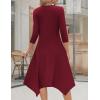 imageZeagoo Midi Women 34 Sleeve Dress Casual Dresses with Pockets 2025 Fall A Line Dress Elegant Formal Modest DressesWine Red