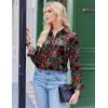 imageZeagoo Satin Blouses for Women Silk Button Down Shirts Long Sleeve Business Casual TopsCrimson Nocturne