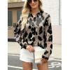 imageZeagoo Satin Blouses for Women Silk Button Down Shirts Long Sleeve Business Casual TopsLeopard