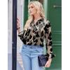 imageZeagoo Satin Blouses for Women Silk Button Down Shirts Long Sleeve Business Casual TopsLeopard