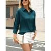 imageZeagoo Satin Blouses for Women Silk Button Down Shirts Long Sleeve Business Casual TopsTeal Blue