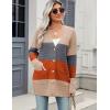 imageZeagoo Womens 2025 Long Sleeve Chunky Cable Knit Fall Cardigans Sweaters Button Down Open Front Outerwear with PocketsColorblock 965