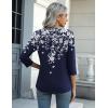 imageZeagoo Womens Casual 34 Sleeve TShirts Round Neck Cute Tunic Tops Basic Tees Blouses Business Work Tee TopBlue Flowersf103