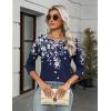 imageZeagoo Womens Casual 34 Sleeve TShirts Round Neck Cute Tunic Tops Basic Tees Blouses Business Work Tee TopBlue Flowersf103