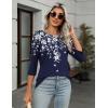imageZeagoo Womens Casual 34 Sleeve TShirts Round Neck Cute Tunic Tops Basic Tees Blouses Business Work Tee TopBlue Flowersf103