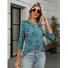 imageZeagoo Womens Casual 34 Sleeve TShirts Round Neck Cute Tunic Tops Basic Tees Blouses Business Work Tee TopBlue Printmz858
