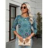 imageZeagoo Womens Casual 34 Sleeve TShirts Round Neck Cute Tunic Tops Basic Tees Blouses Business Work Tee TopBlue Printmz858
