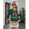 imageZeagoo Womens Casual 34 Sleeve TShirts Round Neck Cute Tunic Tops Basic Tees Blouses Business Work Tee TopGreen Christmassd484