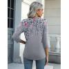 imageZeagoo Womens Casual 34 Sleeve TShirts Round Neck Cute Tunic Tops Basic Tees Blouses Business Work Tee TopGrey Flower
