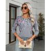 imageZeagoo Womens Casual 34 Sleeve TShirts Round Neck Cute Tunic Tops Basic Tees Blouses Business Work Tee TopGrey Flower