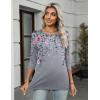 imageZeagoo Womens Casual 34 Sleeve TShirts Round Neck Cute Tunic Tops Basic Tees Blouses Business Work Tee TopGrey Flower