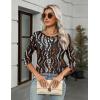 imageZeagoo Womens Casual 34 Sleeve TShirts Round Neck Cute Tunic Tops Basic Tees Blouses Business Work Tee TopLeopard Printan432