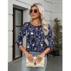 imageZeagoo Womens Casual 34 Sleeve TShirts Round Neck Cute Tunic Tops Basic Tees Blouses Business Work Tee TopNavy Floralsf180