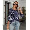 imageZeagoo Womens Casual 34 Sleeve TShirts Round Neck Cute Tunic Tops Basic Tees Blouses Business Work Tee TopNavy Floralsf180