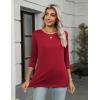 imageZeagoo Womens Casual 34 Sleeve TShirts Round Neck Cute Tunic Tops Basic Tees Blouses Business Work Tee TopRed