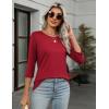 imageZeagoo Womens Casual 34 Sleeve TShirts Round Neck Cute Tunic Tops Basic Tees Blouses Business Work Tee TopRed