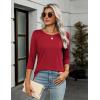 imageZeagoo Womens Casual 34 Sleeve TShirts Round Neck Cute Tunic Tops Basic Tees Blouses Business Work Tee TopRed