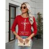 imageZeagoo Womens Casual 34 Sleeve TShirts Round Neck Cute Tunic Tops Basic Tees Blouses Business Work Tee TopRed Christmassd485