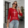 imageZeagoo Womens Casual 34 Sleeve TShirts Round Neck Cute Tunic Tops Basic Tees Blouses Business Work Tee TopRed Christmassd485