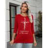 imageZeagoo Womens Casual 34 Sleeve TShirts Round Neck Cute Tunic Tops Basic Tees Blouses Business Work Tee TopRed Christmassd485