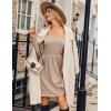 imageZeagoo Womens Casual Sweater Dress Square Neck Knit Long Sleeve Dress with Pockets ALine Knee Length Fall Winter DressApricot