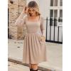 imageZeagoo Womens Casual Sweater Dress Square Neck Knit Long Sleeve Dress with Pockets ALine Knee Length Fall Winter DressApricot