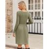 imageZeagoo Womens Casual Sweater Dress Square Neck Knit Long Sleeve Dress with Pockets ALine Knee Length Fall Winter DressArmy Green