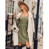 imageZeagoo Womens Casual Sweater Dress Square Neck Knit Long Sleeve Dress with Pockets ALine Knee Length Fall Winter DressArmy Green