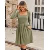 imageZeagoo Womens Casual Sweater Dress Square Neck Knit Long Sleeve Dress with Pockets ALine Knee Length Fall Winter DressArmy Green