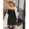 imageZeagoo Womens Casual Sweater Dress Square Neck Knit Long Sleeve Dress with Pockets ALine Knee Length Fall Winter DressBlack