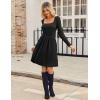 imageZeagoo Womens Casual Sweater Dress Square Neck Knit Long Sleeve Dress with Pockets ALine Knee Length Fall Winter DressBlack