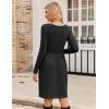imageZeagoo Womens Casual Sweater Dress Square Neck Knit Long Sleeve Dress with Pockets ALine Knee Length Fall Winter DressBlack