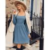 imageZeagoo Womens Casual Sweater Dress Square Neck Knit Long Sleeve Dress with Pockets ALine Knee Length Fall Winter DressBlue
