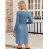 imageZeagoo Womens Casual Sweater Dress Square Neck Knit Long Sleeve Dress with Pockets ALine Knee Length Fall Winter DressBlue