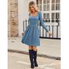 imageZeagoo Womens Casual Sweater Dress Square Neck Knit Long Sleeve Dress with Pockets ALine Knee Length Fall Winter DressBlue