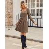 imageZeagoo Womens Casual Sweater Dress Square Neck Knit Long Sleeve Dress with Pockets ALine Knee Length Fall Winter DressBrown