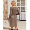 imageZeagoo Womens Casual Sweater Dress Square Neck Knit Long Sleeve Dress with Pockets ALine Knee Length Fall Winter DressBrown