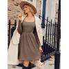imageZeagoo Womens Casual Sweater Dress Square Neck Knit Long Sleeve Dress with Pockets ALine Knee Length Fall Winter DressBrown