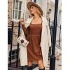 imageZeagoo Womens Casual Sweater Dress Square Neck Knit Long Sleeve Dress with Pockets ALine Knee Length Fall Winter DressCaramel