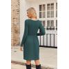 imageZeagoo Womens Casual Sweater Dress Square Neck Knit Long Sleeve Dress with Pockets ALine Knee Length Fall Winter DressDark Green